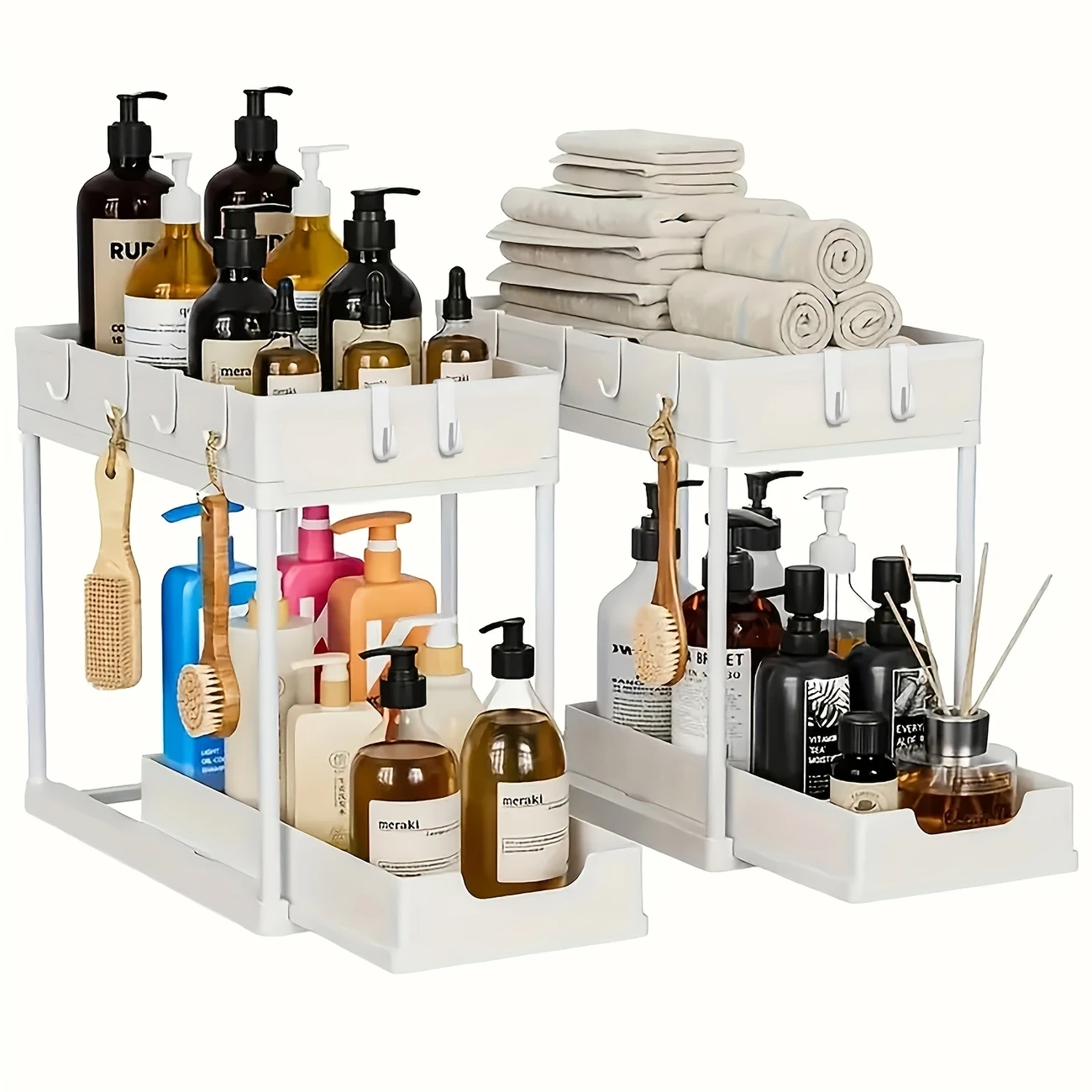 Organisateur Sous Évier 2 Niveaux Avec Tiroirs Coulissants – Rangement Cuisine & Salle De Bain Multifonction