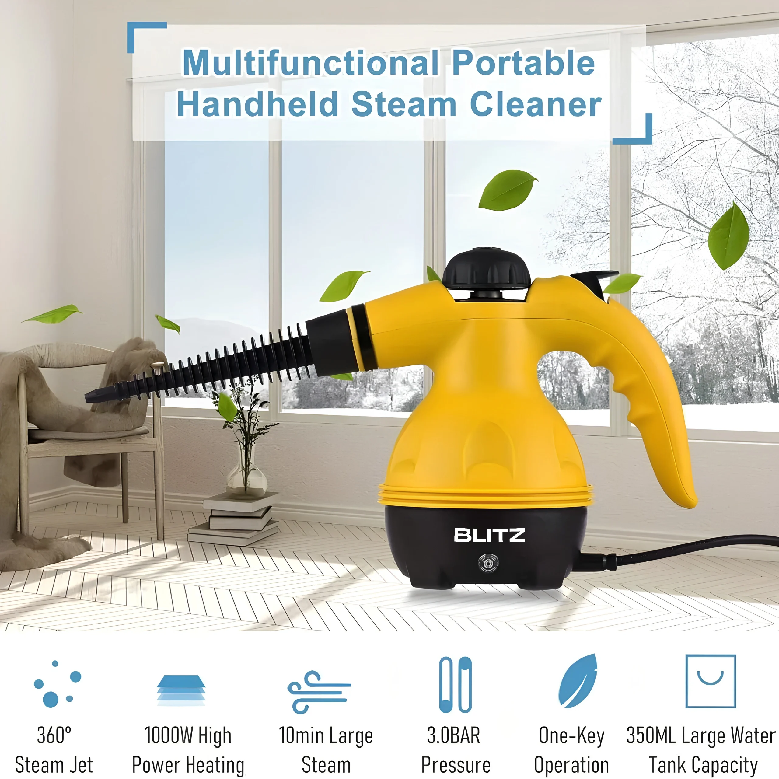 Blitz® - 9 En 1 Nettoyeur Vapeur à Main Portable Et Multifonction Pour Un Nettoyage Écologique à Haute Pression