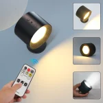 Applique LED Murale Sans Fil Rechargeable Avec Télécommande – Éclairage Tactile & Pivotant 360°