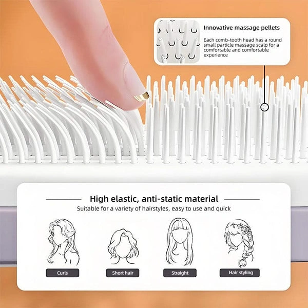 Brosse Cheveux Auto-Nettoyante Rotative - Anti-nœuds & Anti-statique Idéale Pour Tous Types De Cheveux
