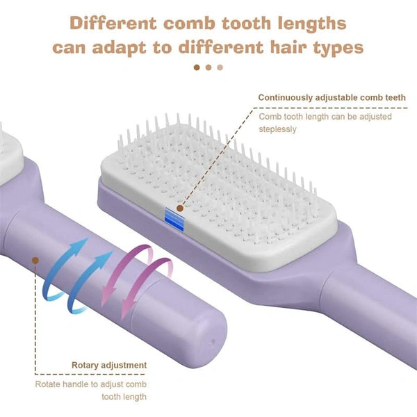 Brosse Cheveux Auto-Nettoyante Rotative - Anti-nœuds & Anti-statique Idéale Pour Tous Types De Cheveux