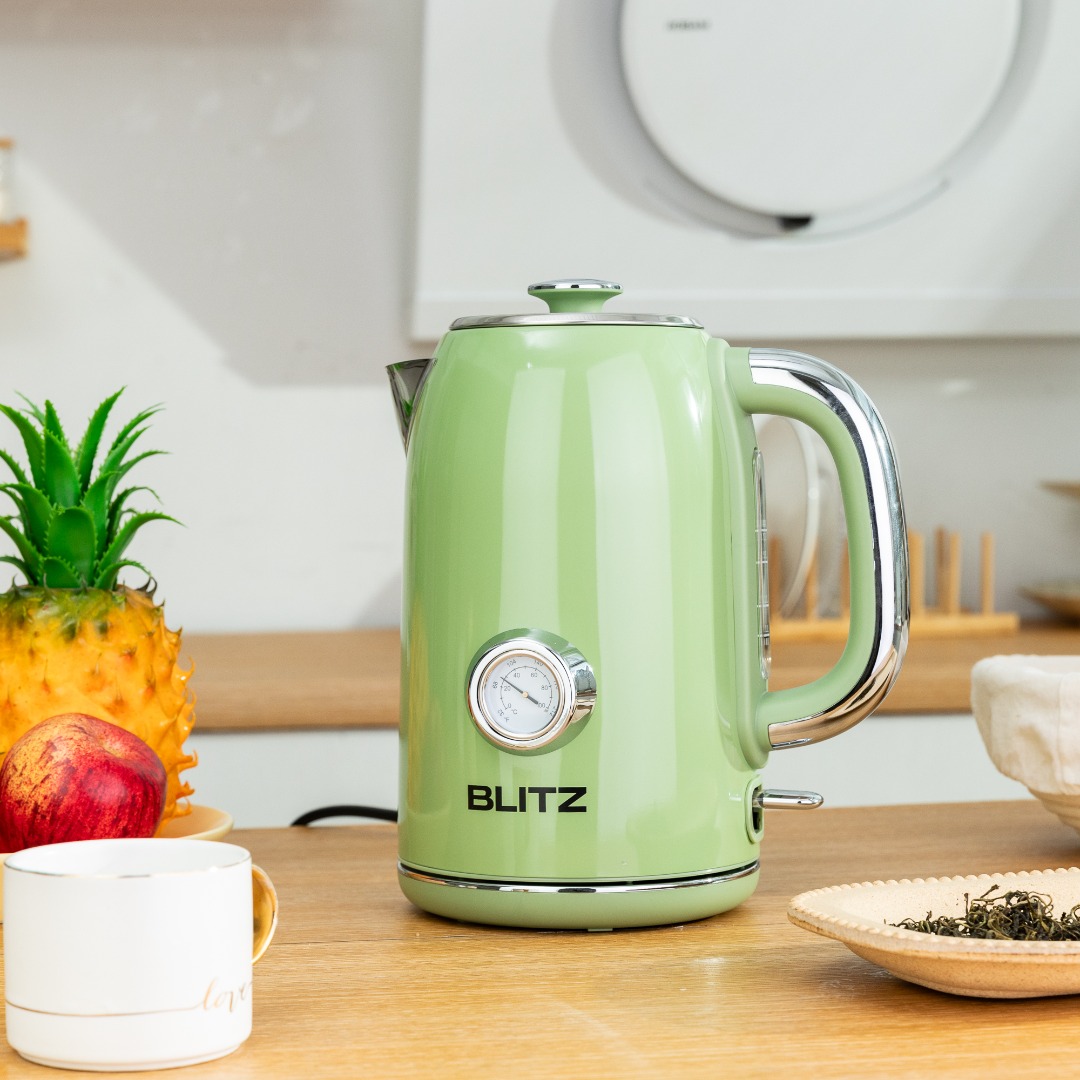 Blitz® - Bouilloire Électrique Rétro En Acier Inoxydable À Ébullition Rapide De 2200 W Et Capacité De 1,7L (Vert Vintage)