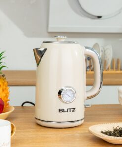 Blitz® - Bouilloire Électrique Rétro En Acier Inoxydable À Ébullition Rapide De 2200 W Et Capacité De 1,7L (Crème Vintage)