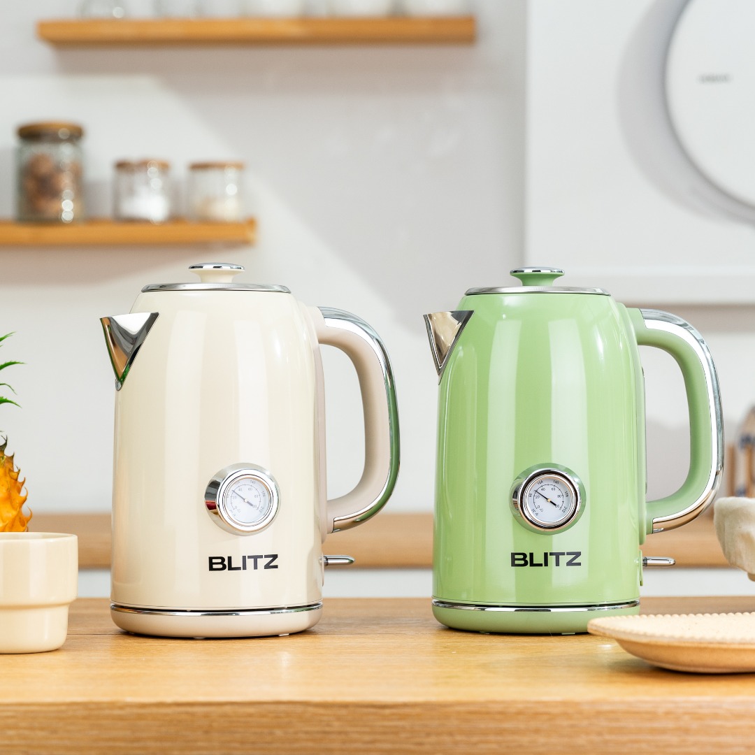Blitz® - Bouilloire Électrique Rétro En Acier Inoxydable À Ébullition Rapide De 2200 W Et Capacité De 1,7L