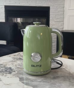 Blitz® - Bouilloire Électrique Rétro En Acier Inoxydable À Ébullition Rapide De 2200 W Et Capacité De 1,7L (Vert Vintage)