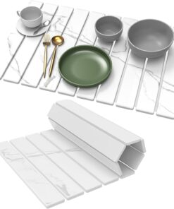 2en1 Tapis Égouttoir Vaisselle Absorbant Antidérapant - Séchage Rapide & Lavable Pour Cuisine