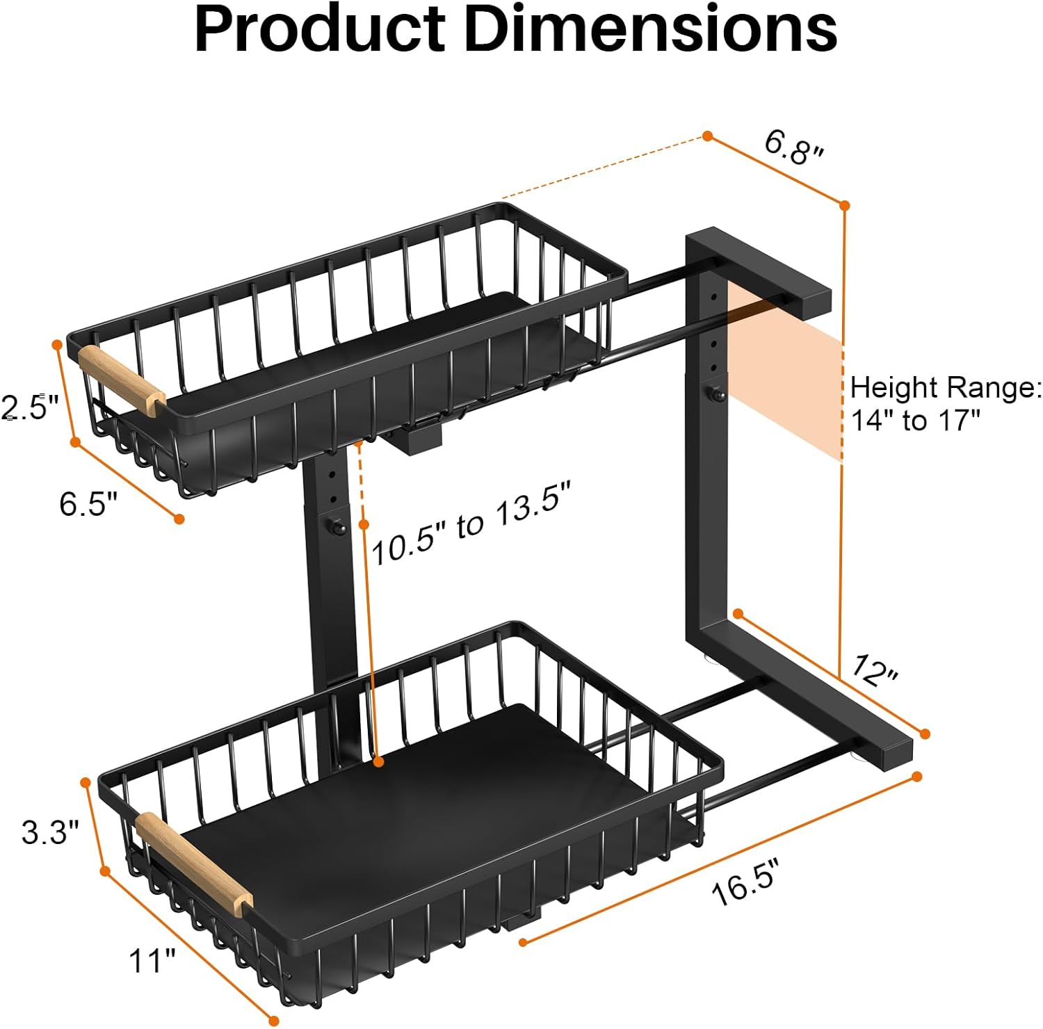 BNBR-2 - 6en1 Étagère sous évier en L réglable acier inoxydable rangement ( 2 couches)