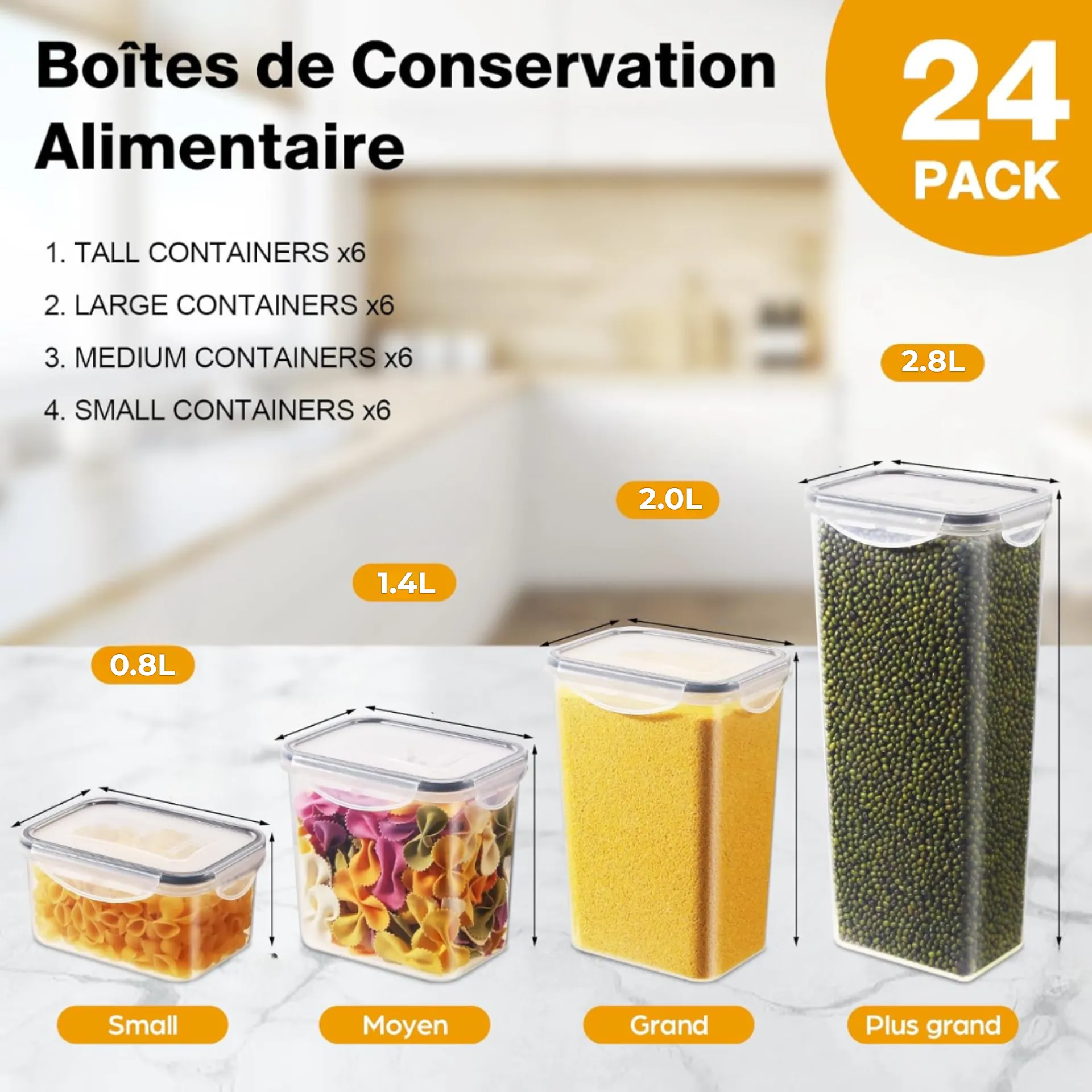 Blitz® – Ensemble de 24 Boîtes De Conservation Hermétiques Alimentaires Sans BPA Pour Un Rangement Idéal Blitz® – Ensemble de 24 Boîtes De Conservation Hermétiques Alimentaires Sans BPA Pour Un Rangement Idéal