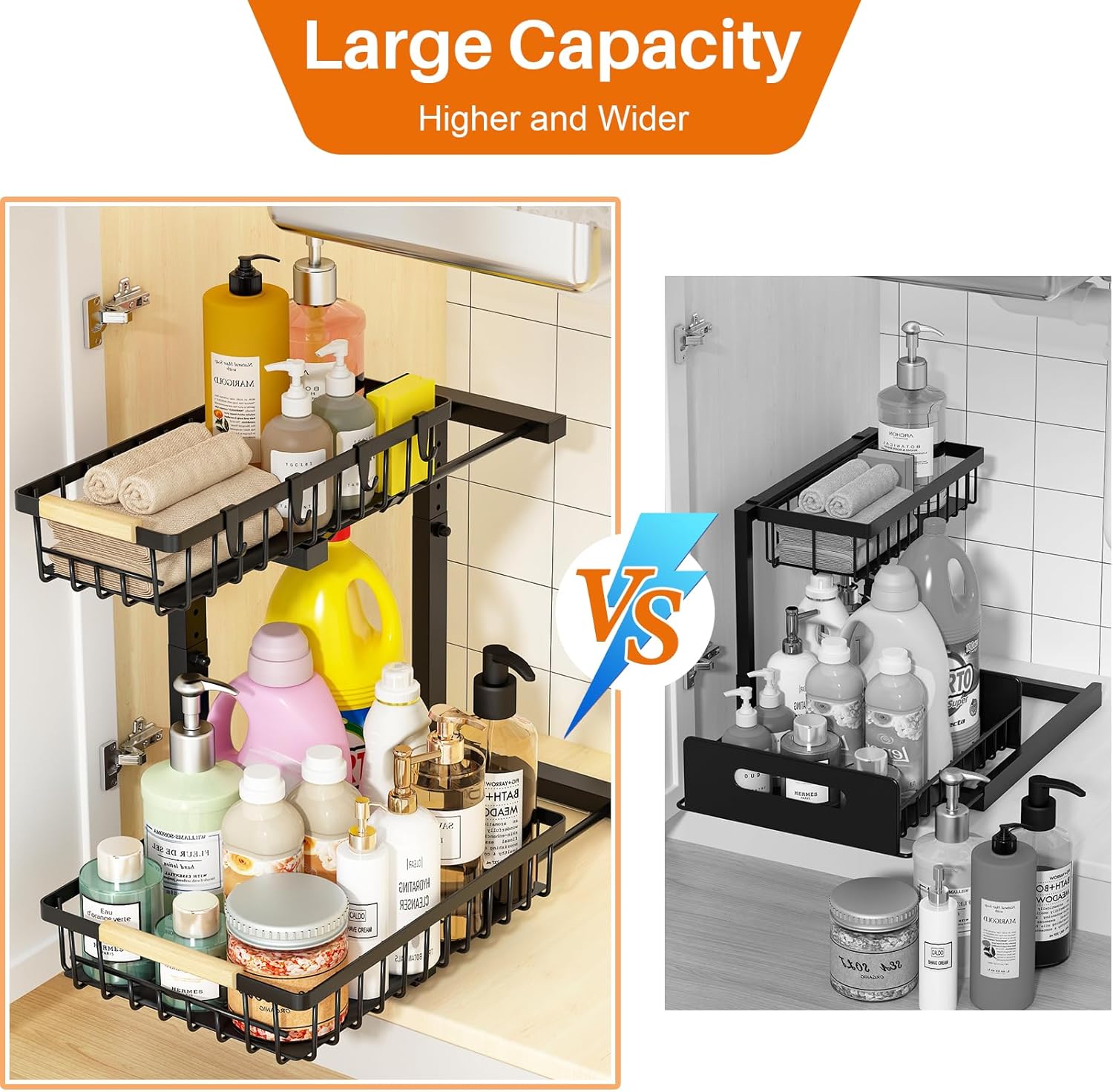 BNBR-2 - 6en1 Étagère sous évier en L réglable acier inoxydable rangement ( 2 couches)