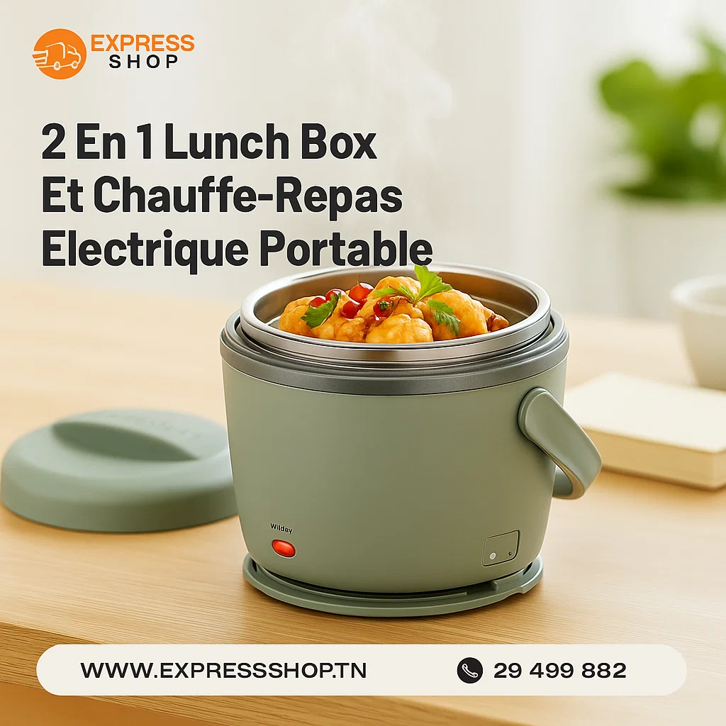 4 En 1 Lunch Box Et Chauffe-Repas Électrique Portable Et Compact pour Bureau Déplacements – Lunch Box Vert