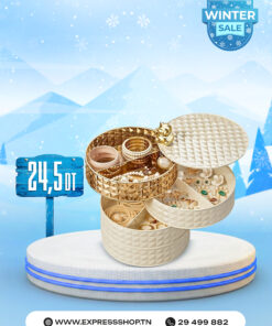 Boîte De Rangement Rotative à 360 ° Multi-Couches avec Couvercle Élégant pour Table Salon