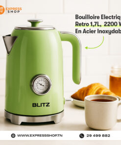 Blitz® - Bouilloire Électrique Rétro En Acier Inoxydable À Ébullition Rapide De 2200 W Et Capacité De 1,7L (Vert Vintage)