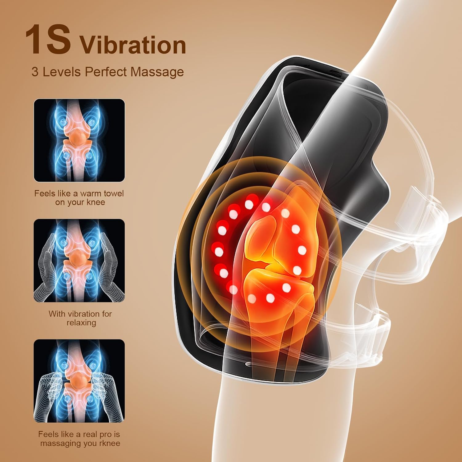 Masseur Intelligent 5en1 Sans Fil – Chauffant & Vibrant, 9 Modes d’Électrothérapie pour Soulager les Douleurs Articulaires