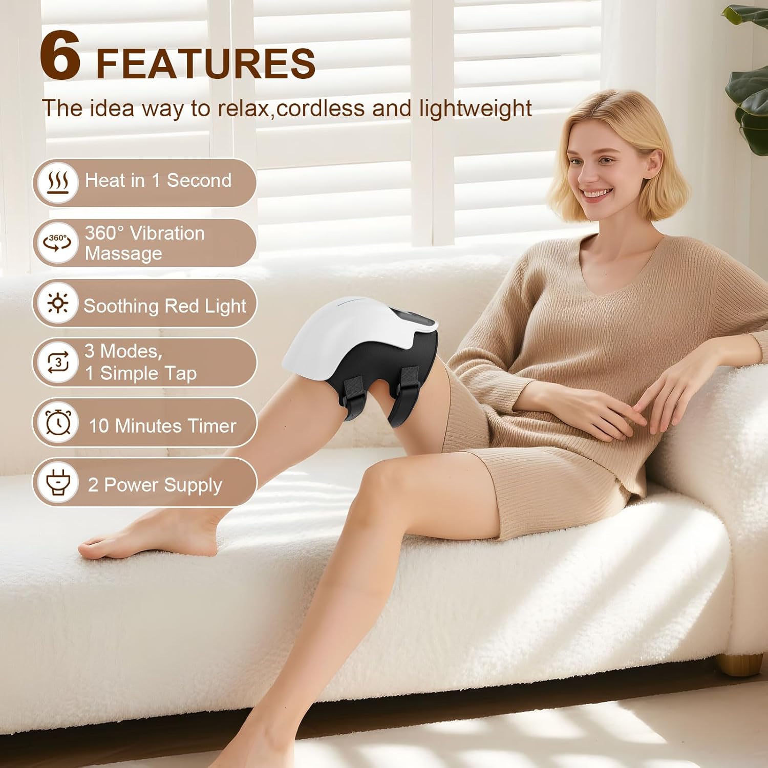 3 En 1 Masseur de Genoux Intelligent Sans Fil Chauffant Et Vibrant pour Douleurs Articulaires Avec 9 Modes De Massage