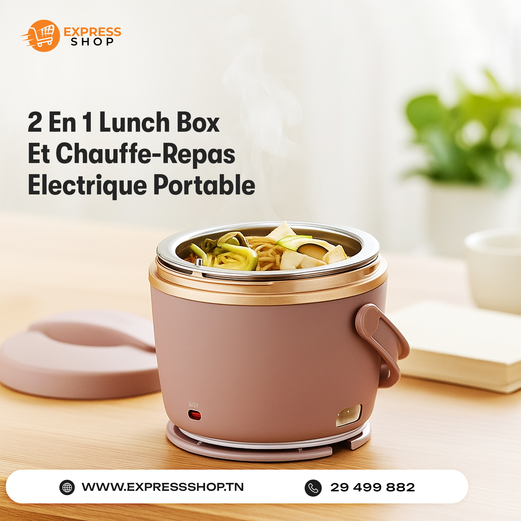 2 En 1 Lunch Box Et Chauffe-Repas Électrique Portable Et Compact pour Bureau & Déplacements