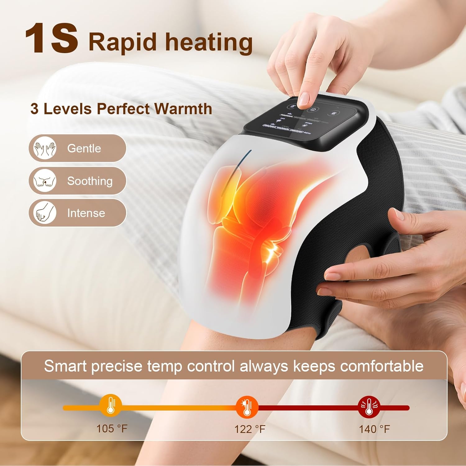 Masseur Intelligent 5en1 Sans Fil – Chauffant & Vibrant, 9 Modes d’Électrothérapie pour Soulager les Douleurs Articulaires