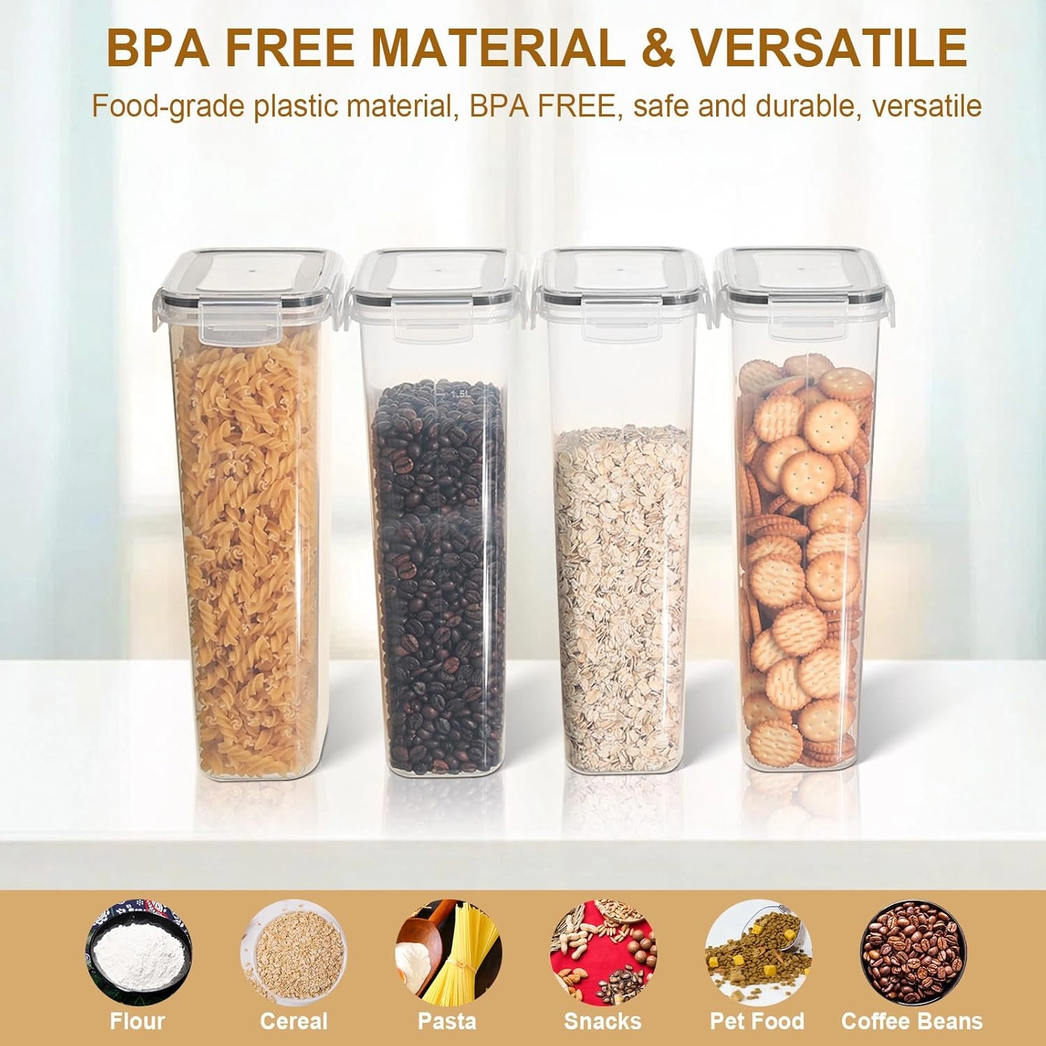 Blitz® - 4 Boîtes de Conservation Hermétiques 2,8 L Alimentaires Sans BPA Pour Un Rangement Idéale