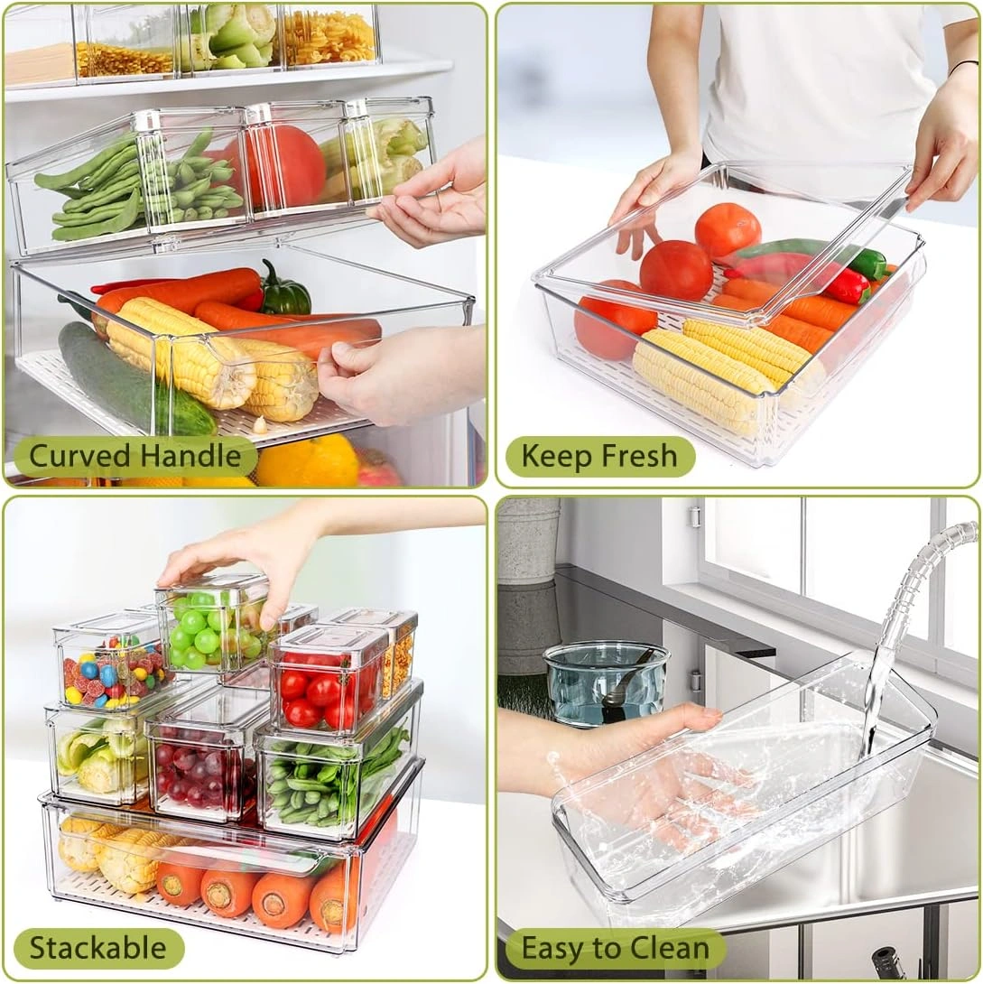 Blitz® - Boîtes de Rangement Réfrigérateur Alimentaire et Transparent Lot de 10 Pièces pour Cuisine & Placards
