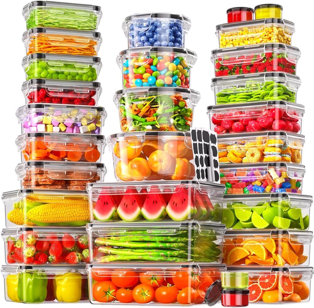 Blitz - Lots de 48 pcs Boîtes de conservation alimentaire Hermétiques Sans BPA (24 Boîtes + 24 Couvercles)