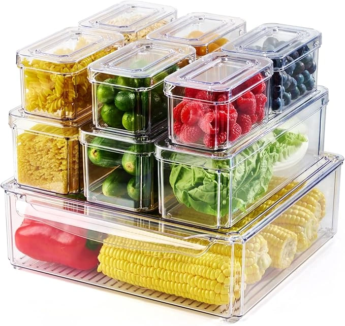Boîtes de Rangement Réfrigérateur Alimentaire et Transparent Lot de 10 Pièces pour Cuisine & Placards