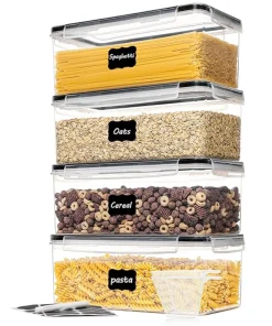 Set de 4 Boîtes de Conservation Longues de Haute Qualité Alimentaire Hermétiques Pour Cuisine