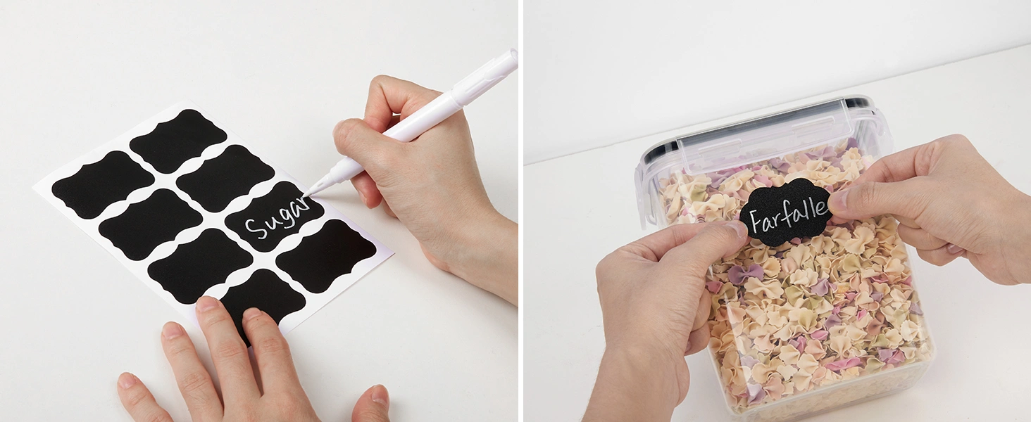 Set de 15 Boîtes de Rangement Alimentaire Hermétiques Avec Étiquettes Pour Cuisine et Placard