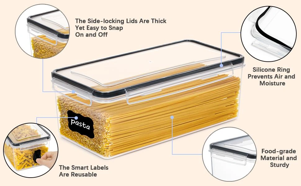 Set de 4 Boîtes de Conservation Longues de Haute Qualité Alimentaire Hermétiques Pour Cuisine