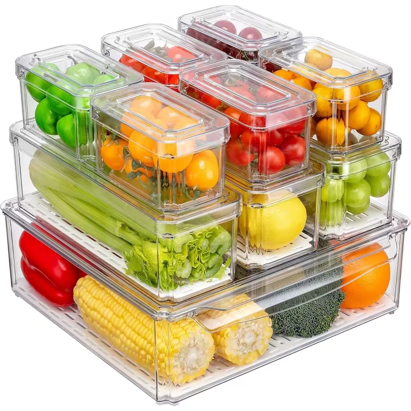 Blitz® - Boîtes de Rangement Réfrigérateur Alimentaire et Transparent Lot de 10 Pièces pour Cuisine & Placards