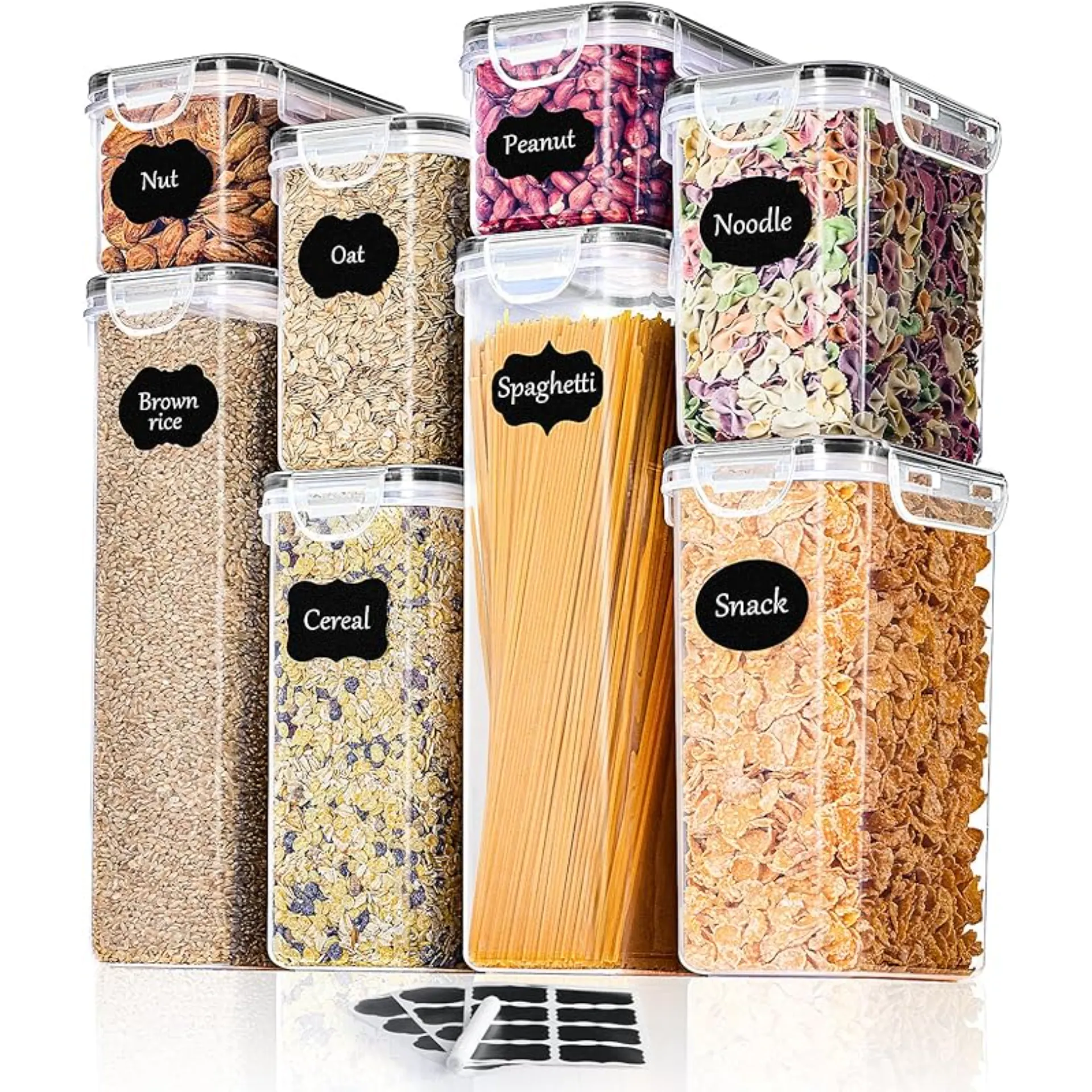 Blitz® - Set de 8 Contenants Alimentaires Hermétiques Transparents Pour Rangement Cuisine et Garde Manger