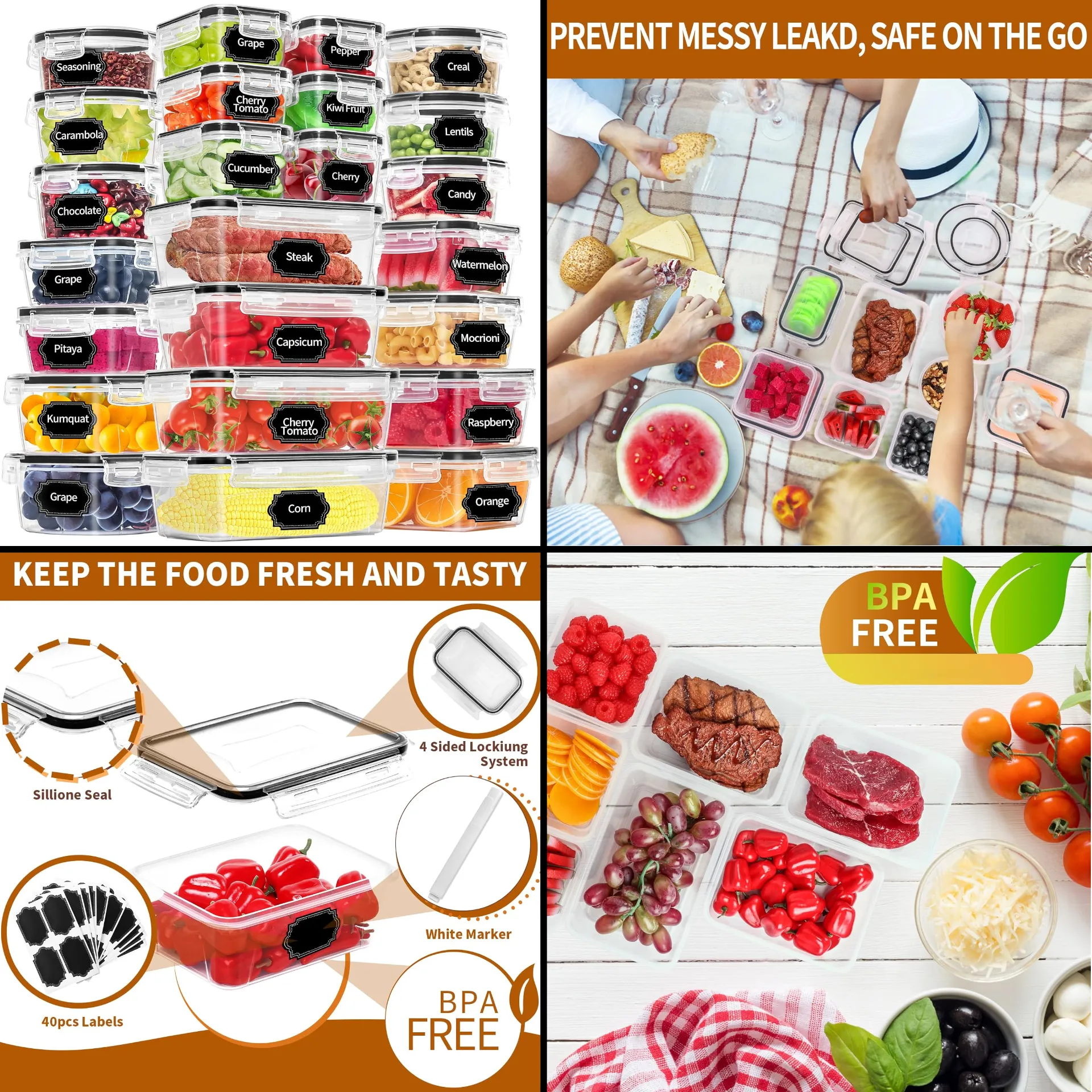 Blitz® - Boites de Rangement Hermétiques Multi Tailles Pour Maison et Cuisine Organisation Parfaite