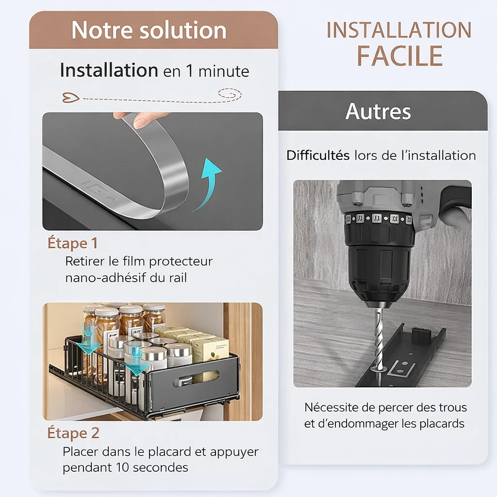 Lot de 2 organisateurs de placard coulissants pliables BNBR-6