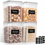 Blitz -Lots de 4 Boîtes de Conservation Alimentaires  Multi Tailles + Étiquettes stylo 25L