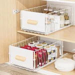 BNBR-18 - 4en1 Organisateur Coulissant en INOX avec Poignée en Bambou pliable