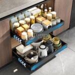 BNBR-14 - 3en1 Etagere coulissant extensible ajustable en INOX , rangement cuisine
