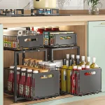 BNBR-20 - 4en1 Étagère de rangement 2 niveaux en INOX rangement cuisine salle de bain et garde-manger