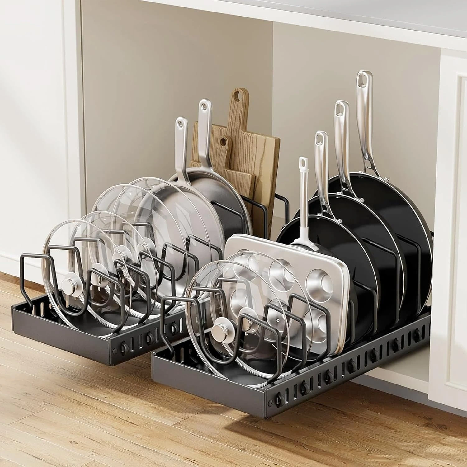 BNBR-12- 4en1 Organisateur Coulissante en INOX avec 8 séparateurs réglables