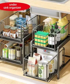 Blitz-5en1 Étagère de rangement coulissante 2 Niveaux en INOX BNBR-20