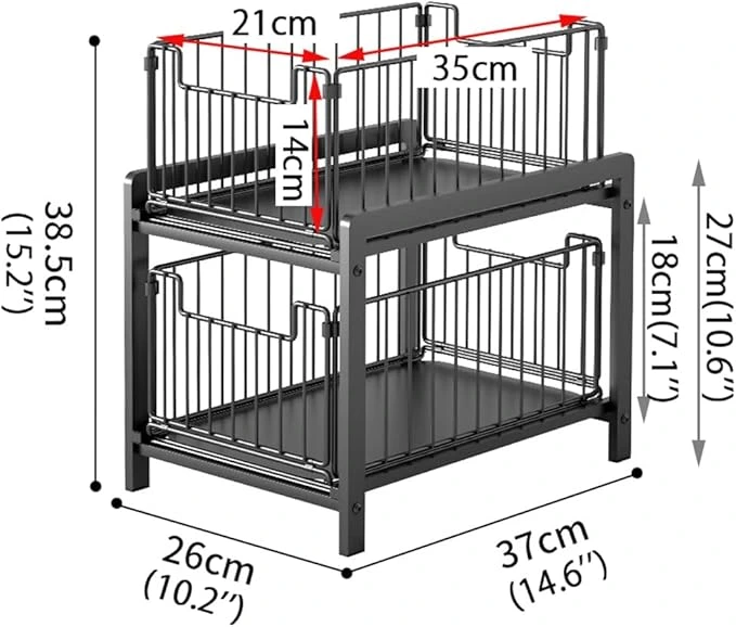 Blitz-5en1 Étagère de rangement coulissante 2 Niveaux en INOX BNBR-20 Blitz-5en1 Étagère de rangement coulissante 2 Niveaux en INOX BNBR-20