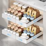 BNBR-14 - 3en1 Etagere coulissant extensible ajustable en INOX , rangement cuisine