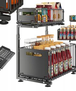 5en1 Multifonction Organisateur Coulissant INOX pliable Sous Évier 2 Niveaux –  Cuisine Salle de Bain BNBR-1