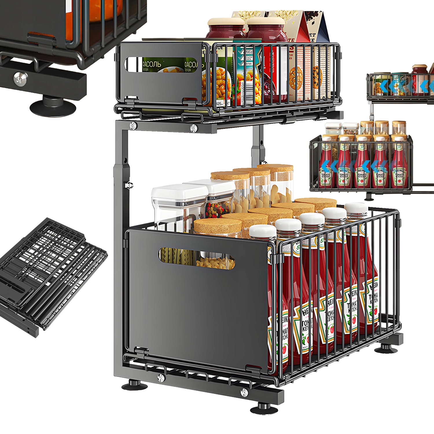 5en1 Multifonction Organisateur Coulissant INOX pliable Sous Évier 2 Niveaux – Cuisine Salle de Bain BNBR-1 5en1 Multifonction Organisateur Coulissant INOX pliable Sous Évier 2 Niveaux – Cuisine Salle de Bain BNBR-1