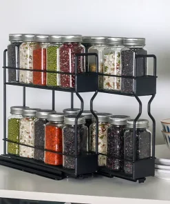 5en1 Étagère à épices extensible à 2 niveaux INOX pour cuisine BNBR-13