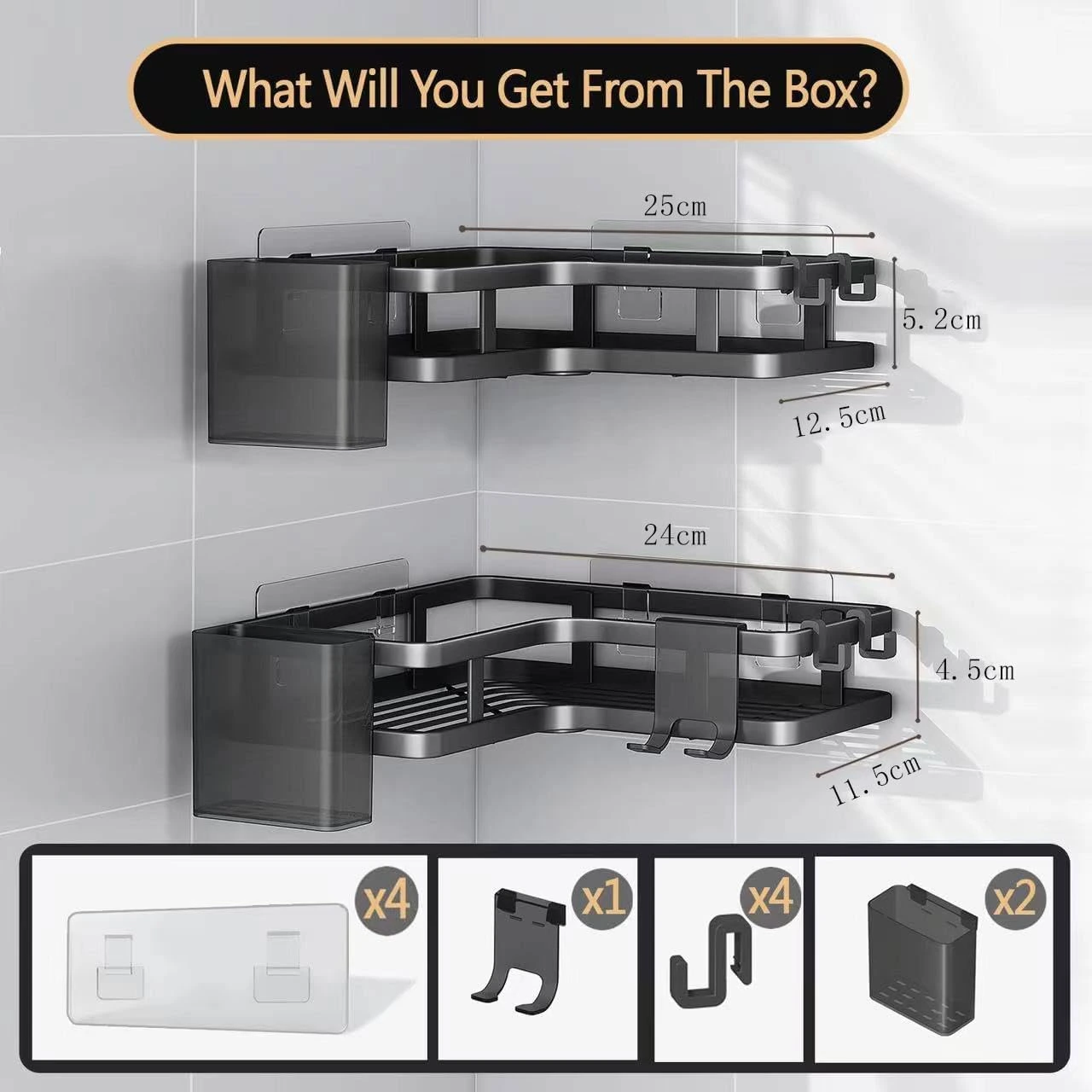 9en1 Set de 2 Étagères douche d’angle sans perçage INOX rangement salle de bain BNBR-9 9en1 Set de 2 Étagères douche d’angle sans perçage INOX rangement salle de bain BNBR-9