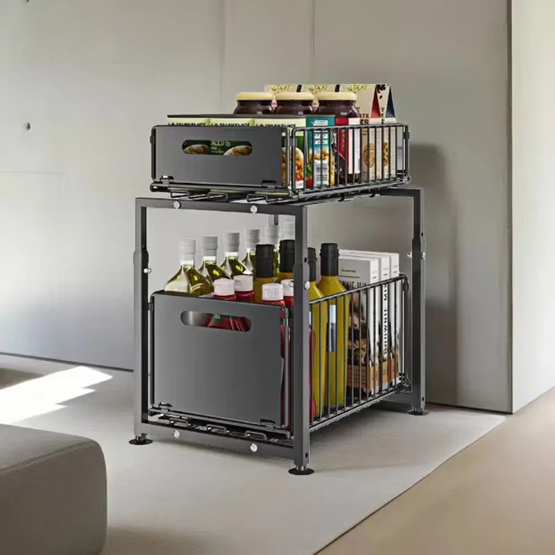 4en1 Étagère de rangement 2 niveaux en INOX rangement cuisine salle de bain et garde-manger BNBR-16