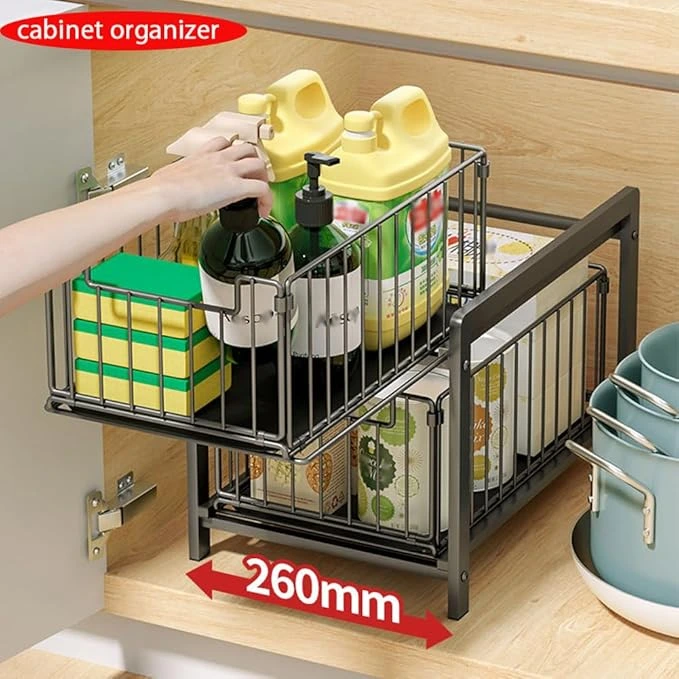 BNBR-20 - 5en1 Étagère de rangement coulissante 2 Niveaux en INOX