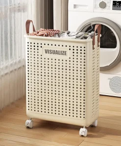 Panier à linge pliable avec roulettes multifonction rangement pratique maison