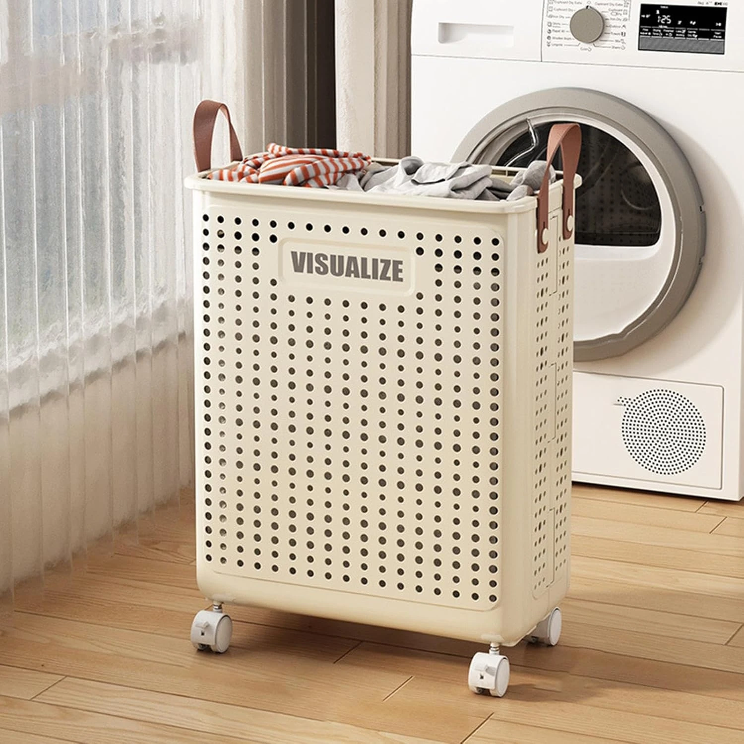 Panier à linge pliable avec roulettes multifonction rangement pratique maison