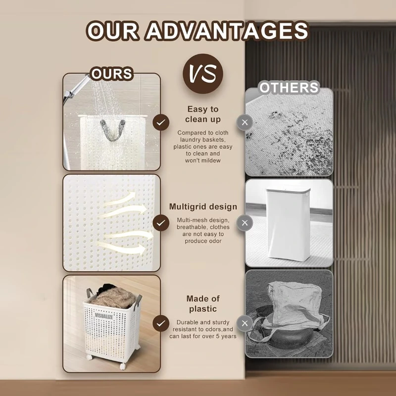 4en1 Panier à linge pliable avec roulettes multifonction rangement pratique maison