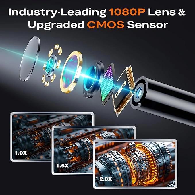 6en1 Caméra Endoscope ES05 avec Lumière, boroscope portable avec écran IPS de 4,3 pouces