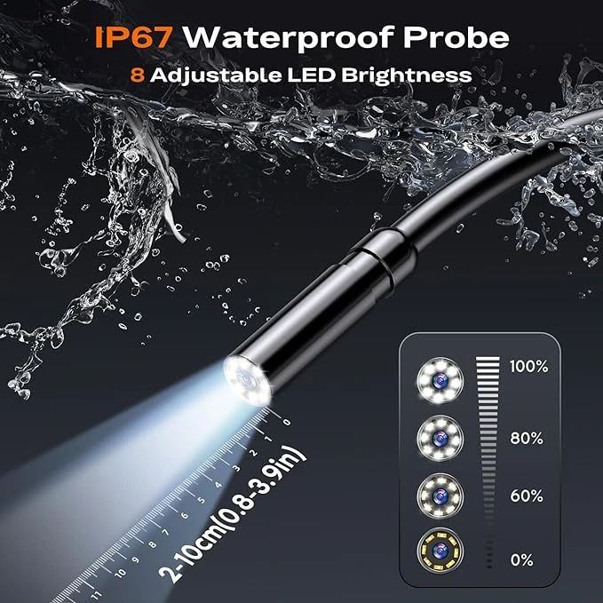 6en1 Caméra Endoscope ES05 avec Lumière, boroscope portable avec écran IPS de 4,3 pouces